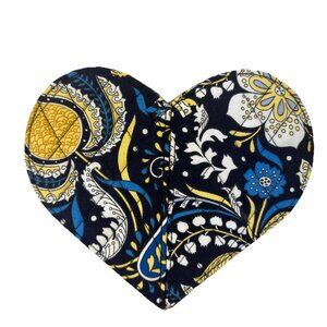 Vera Bradley "Ellie Blue" Quilted Heart Shaped Jewelry Box- Retired Pattern